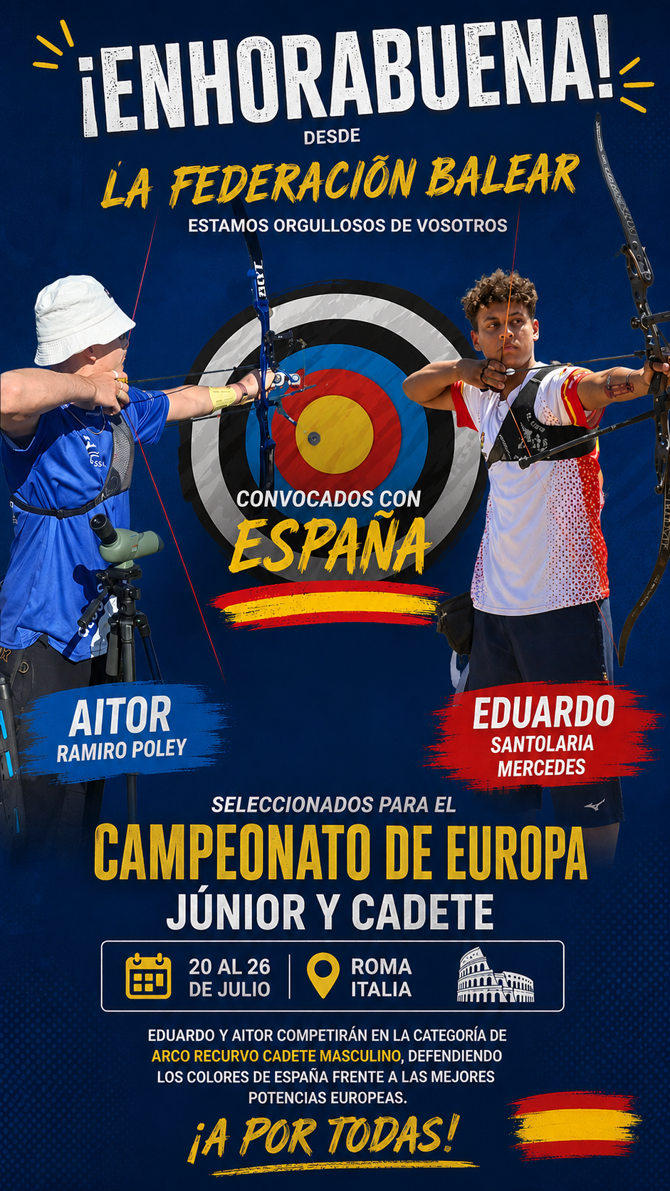 Eduardo Santolaria y Aitor Ramiro representarán a España en el Campeonato de Europa Júnior y Cadete